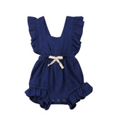 Lilly- Cotton Muslin Romper , Royal Blue.